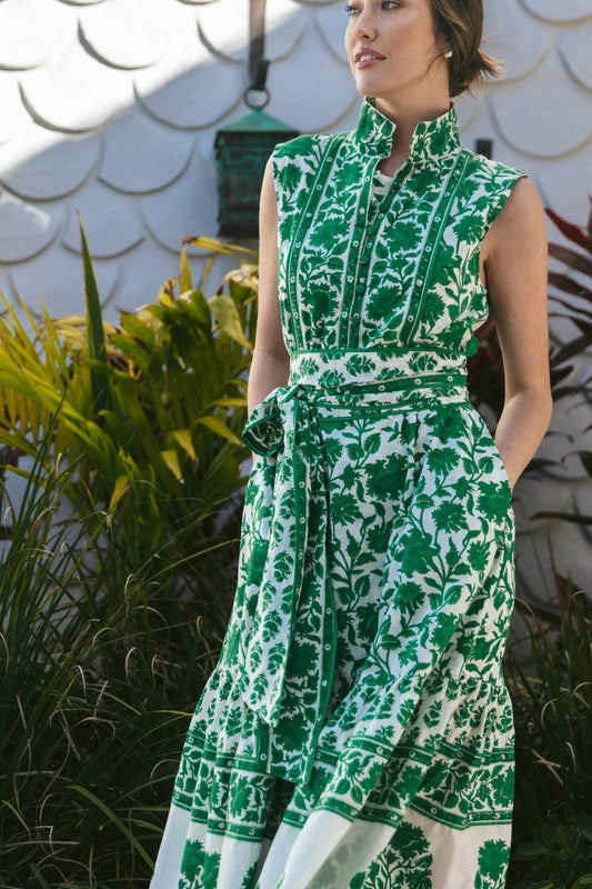 Green Vintage Lily Sleeveless Flounce Dress